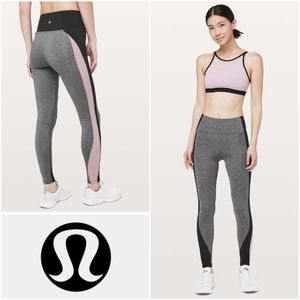 LULULEMON 6 Get Going Train Tight 28" Heathered Black/Black/Smoky Blush Pink